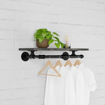 Šatní skříň Walteco Jednoduchá police Rusticline s věšákem