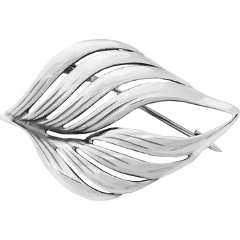 Brož Stříbro Brož ryzost 925 s leštěným prolamovaným lístkem