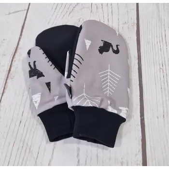 Rukavice Yháček Softshellové rukavice s merinem, Lesní zvěř na šedé Velikost:: S