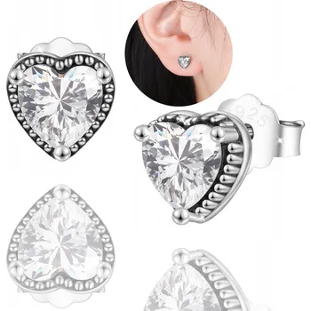 Náušnice Stříbrné náušnice 925 se srdíčky a kubickými zirkony, STŘÍBRO puzetky pro ženy