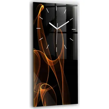 Hodiny Velké skleněné hodiny Klasické moderní nástěnné Oranžové linky 30x60