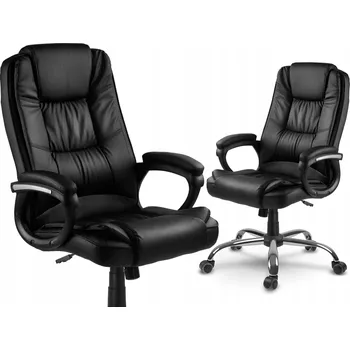 Kancelářská otočná židle Ergonomická EKO KŮŽE Kancelářské křeslo 135KG ČERNÁ