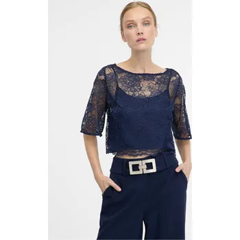 Dámská halenka Tmavě modrá krajková halenka ORSAY Orsay modrá 3500156