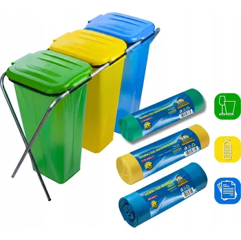 Odpadkový koš Kovový stojan na třídění odpadu, koš na odpadky pro 3 pytle