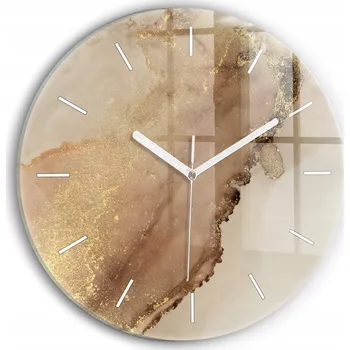 Hodiny Moderní skleněné hodiny s grafikou na zeď Béžové moderní umění fi30 cm