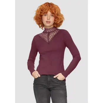 Q/S s.Oliver triko s krajkovou vsadkou vínové Velikost: L