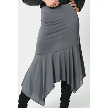 Dámská sukně Sinsay - Sukně s asymetrickým lemem - šedá - 142FJ-90X - 142FJ-90X-L