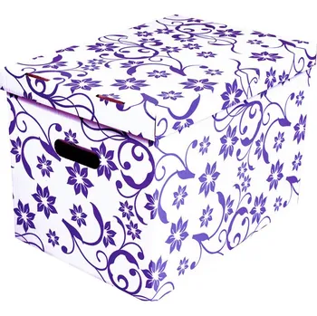 Archivační box Dekorativní úložná krabice 460x320x330 mm ESY bílo-fialová