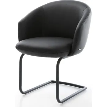 Jídelní židle DELIFE Jídelní židle Caja-Flex s područkami pravá kůže černá jídelní židle kulatá černá taštičkové pružiny