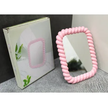 Zrcadlo Zrcadlo, zrcadlo s plastovým ZVLÁDANÝM rámečkem obdélníkové 21x17 cm RŮŽOVÉ jednostranné