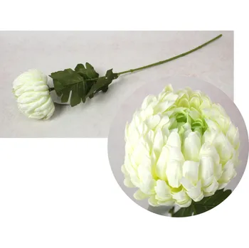 umělá květina Květina CHRYZANTEMA ANANAS výška 69 cm (hlava 11x8 cm) BÍLÁ se zeleným středem