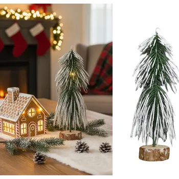 Vánoční stromek Vánoční stromek CHOINKA na kmeni mini 20x6 cm ZELENÝ posypaný sněhem