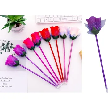 Modré pero s růžovým hrotem 28 cm, různé barvy