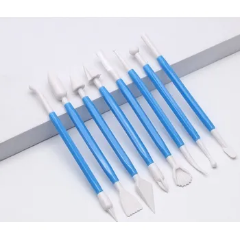 Jedlá dekorace na dort Sada plastových špachtlí na modelování a zdobení dortů, cukrové hmoty, plastelíny atd. 8 ks 16 cm MODRÉ