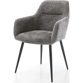 Jídelní židle DELIFE Jídelní židle Pejo-Flex bouclé šedá 4-nohá zúžená černá