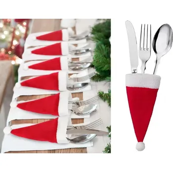 Vánoční dekorace Pouzdro na příbory – ČIČKA SANTA CLAUSA 11x6 cm – 1 ks
