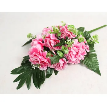 umělá květina Kytice RŮŽE s doplňky výška 48 cm, 9 stonků (9 květů) RŮŽOVÁ