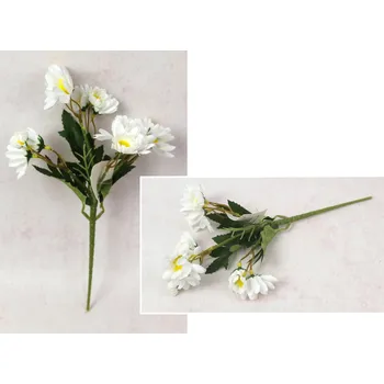 umělá květina Kytice GERBERA výška 32 cm, 5 stonků (15 květů 4-2,5 cm) BÍLÁ