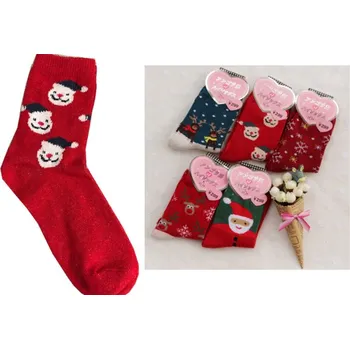 Vánoční dekorace Dámské ponožky VÁNOČNÍ mix Santa Claus, sob, hvězda, sněhulák univerzální