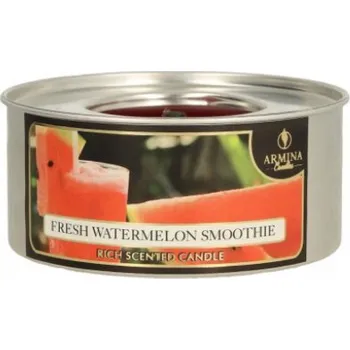 Svíčka Svíčka, zahradní pochodeň v plechovce 10x4,5 cm MELOUNOVÝ KOKTEJL 6