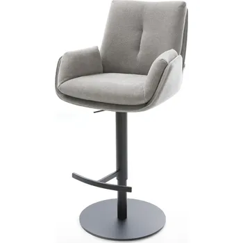 Barová židle DELIFE Barová židle Clea-Flex látka Měkký šedá otočná podnož výškově nastavitelná kov otočný