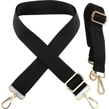 Kabelka Nastavitelný široký popruh na kabelku, černý, polyester, 141 cm