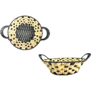 Úložný box Plastový košík s uchy 30x9 cm - ŠEDO-BEŽOVÝ