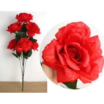 umělá květina Kytice RŮŽE výška 75 cm (7 květů 15 cm) ČERVENÁ