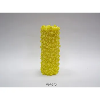 Svíčka Svíčka vonná palmová reliéfní - Bublina 14 cm - žlutá Vůně: višeň