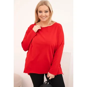 Dámská halenka Dámská blůza Plus Size asymetrická s dlouhým rukávem červená UNI