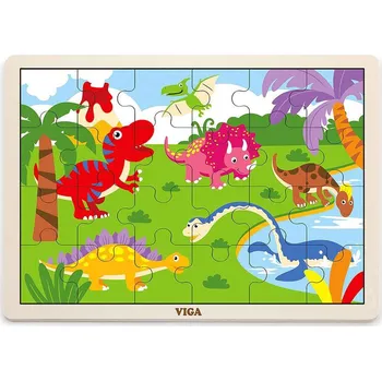 Puzzle Dětské dřevěné puzzle Viga Dino 24 dílků
