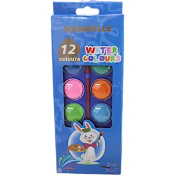 Vodová barva Akvarelové barvy se štětcem, 12 barev, 23 x 9,5 x 1 cm