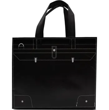 Nákupní taška vzor černá s bílými švy 43x33x10 cm materiál