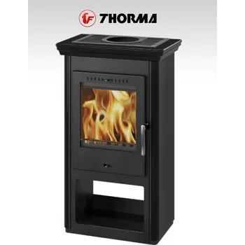 Krbová kamna THORMA Kamna krbová BORGHOLM černé/smalt.bočnice černé/ker.římsa černá