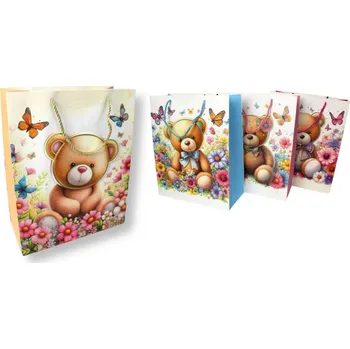 Dárková taška Dárková taška H 3D HOLO tuhá MEDVÍDEK 23x18x10 cm MIX VZORŮ