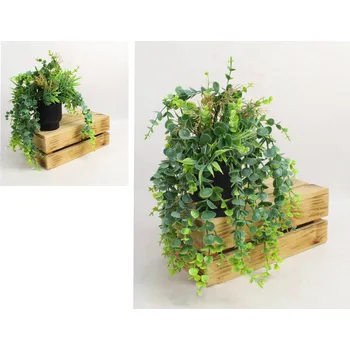 umělá květina Květina EUKALYPTUS, visící v černém květináči, výška 30 cm