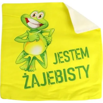 Povlak na polštářek Povlak na polštář JESTEM ŻAJEBISTY 40x40 cm ŽLUTÝ s žábou