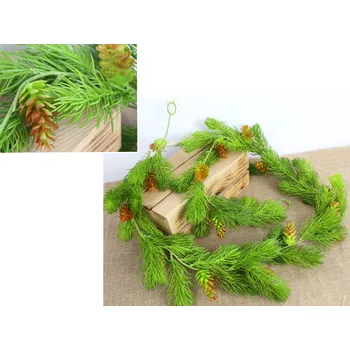 Silikonová girlanda SOSNA s šiškami 170 cm ZELENÁ světlá