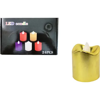 Svíčka Svíčka, LED svíčka na baterie s trvalým plamenem, teplé světlo 4,6x3,6 cm ZLATÁ - 1 ks