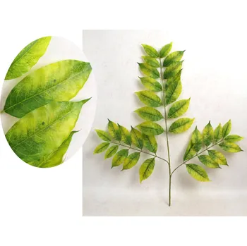 Silný silikonový list Premium 3ramenný FIKUS, BENJAMIN 70 cm ZELENO-ŽLUTÝ odstínovaný - 1 ks