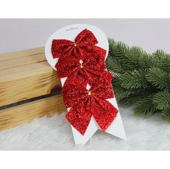 Vánoční dekorace Vánoční mašle 11x10 cm ČERVENÉ sada 3 ks