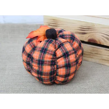 Party dekorace Halloweenská dekorace DÝNĚ látková 15x13 cm ORANŽOVÁ - ČERNÁ