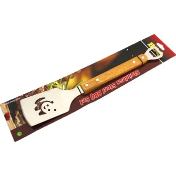 Grilovací lopatka s otvírákem, kovová, s dřevěnou rukojetí, v blistru 47,5 x 10 cm