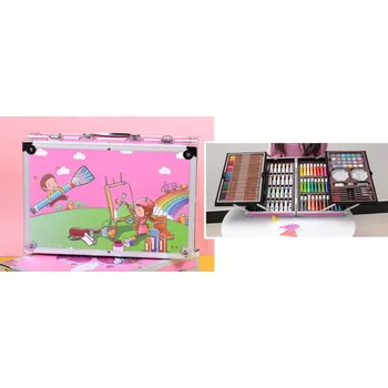 Výtvárné potřeby Umělecká sada 145 ks v hliníkovém kufříku DZIECI růžová 34x23x8 cm