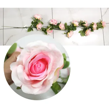 umělá květina Girlanda RŮŽE 1ramenná 1,2 m (11 květů 10 cm) světle RŮŽOVÁ