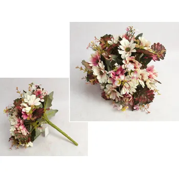 umělá květina Kytice MARGARETKA výška 30 cm, 14 stonků (květina 6x1,5 cm) RŮŽOVÁ, ECRU