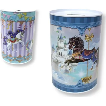 Pokladnička Pokladnička, kovová krabička KUCYK 16x12 cm MIX VZORŮ