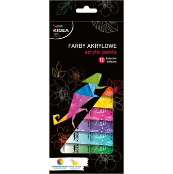 Vodová barva KIDEA Akrylové barvy 12 barev x 12 ml