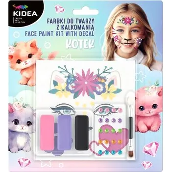 Speciální výtvarná barva KIDEA Barvy na obličej s diamanty a obtiskem KOTEK na blistru