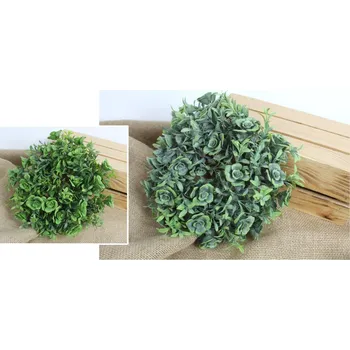 umělá květina Umělý věnec ze zeleného zimostrázu s růžičkami, mix 25 cm (0384)